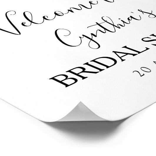 lichtblauw bloemstuk bruidsmeisje bruiloft welkoms poster (Hoek)