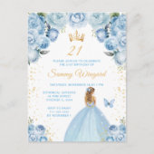 Lichtblauw Blond Haar Prinses Verjaardagsfeest Briefkaart (Voorkant)