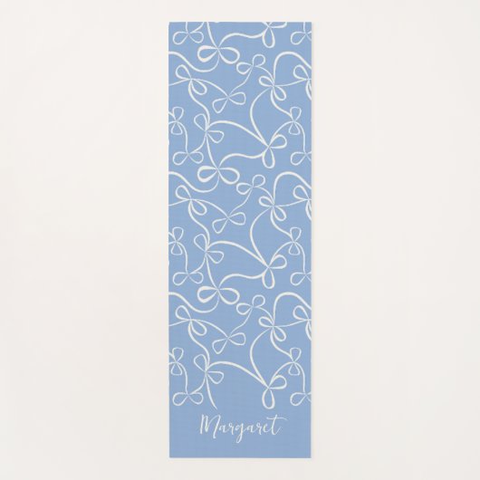 Lichtblauw Bow Patroon Aangepaste Naam Yoga Mat (Voorkant)