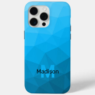 Lichtblauw cyaan geometrisch mesh patroon Monogram iPhone 15 Pro Max Hoesje