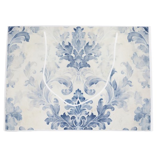 Lichtblauw Damast Groot Groot Cadeauzakje (Voorkant)