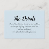 Lichtblauw Eenvoudige Stijl Trouwdetails Informatiekaartje (Voorkant)