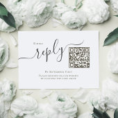 Lichtblauw Elegant RSVP QR Code Bruiloft Informatiekaartje