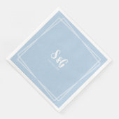 Lichtblauw Elegant Script Custom Initialen Bruilof Servet (Hoek)