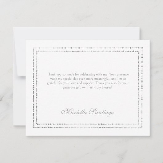 Lichtblauw Elegante Bloemen Quinceanera Bedankkaart (Achterkant)