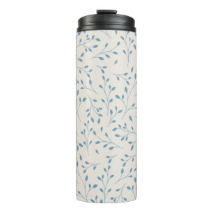 Lichtblauw en Crème Kleurige Delicate Botanische W Thermosbeker