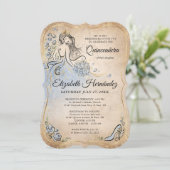 Lichtblauw en goud Prinses Quinceanera Verjaardag Kaart (Staand voorkant)