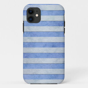 Lichtblauw en grijs waterverf strepenpatroon iPhone 11 hoesje