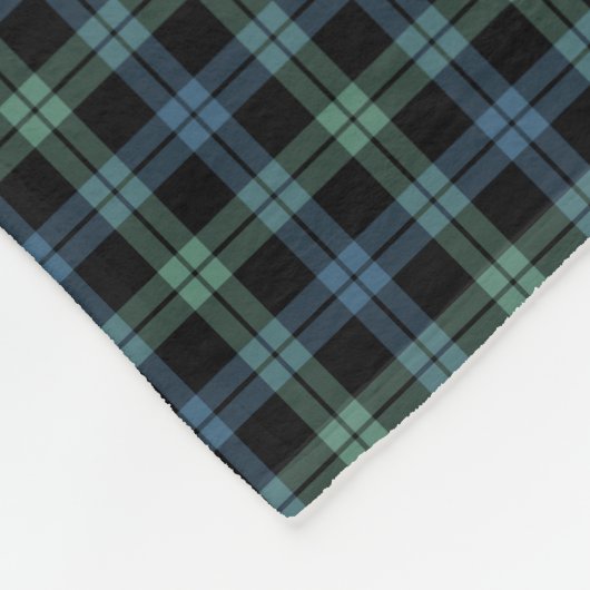Lichtblauw en Groen Campbell Clan Oude Tartan Fleece Deken (Hoek)