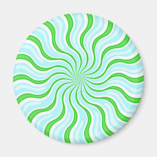 Lichtblauw en Limoen Psychedelic Stripe Magnet Magneet