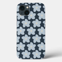 Lichtblauw en marineblauw retro bloem