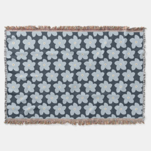 Lichtblauw en marineblauw retro bloem deken