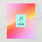 Lichtblauw en perzik roze kapsalon flyer (Achterkant)