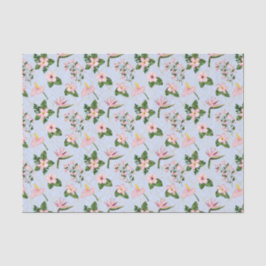 Lichtblauw en roze bloemen tissuepapier