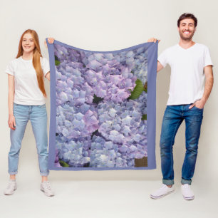 Lichtblauw en roze hydrangea fleece Blanket