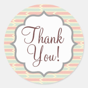  Lichtblauw en Roze Pijlpatroon Ronde Sticker