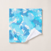Lichtblauw en Wit Abstract met naam Bad Handdoek (Wasdoekje)