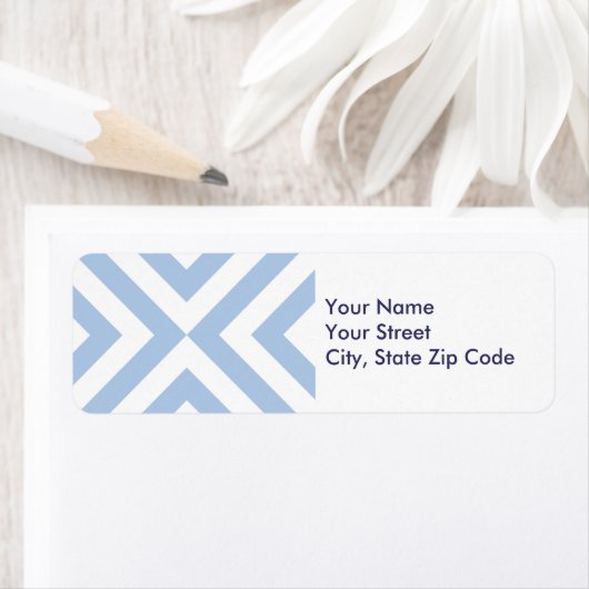 Lichtblauw en wit Chevrons retour adreslabel Etiket (Insitu)