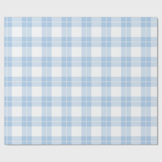 Lichtblauw en wit geruite patroon cadeaupapier (Vlak)