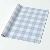 Lichtblauw en wit geruite patroon cadeaupapier (Uitgerold)