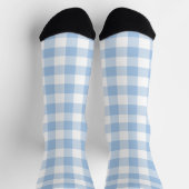 Lichtblauw en wit Gingham Check Plaid Sokken (Top)