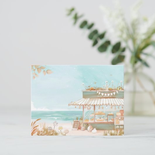 Lichtblauw en wit kustlandschap briefkaart (Staand voorkant)