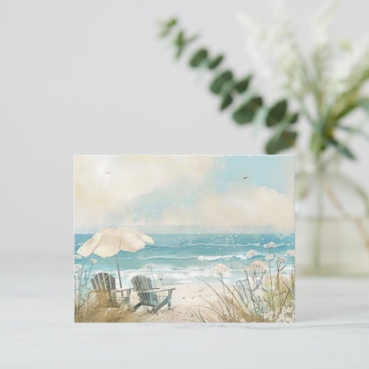 Lichtblauw en wit kustlandschap briefkaart (Staand voorkant)