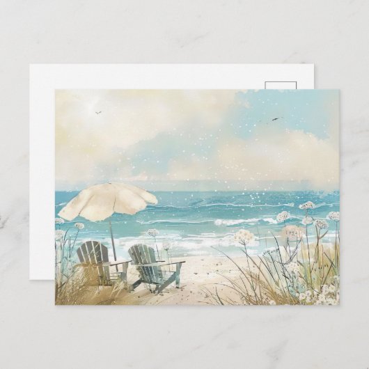 Lichtblauw en wit kustlandschap briefkaart (Voorkant / Achterkant)