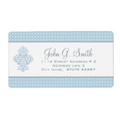 Lichtblauw en wit polka-dot patroonpatroon Sjabloo Etiket (Voorkant)