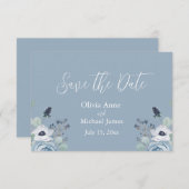 Lichtblauw en witte Floral sparen de Datum Save The Date (Voorkant / Achterkant)