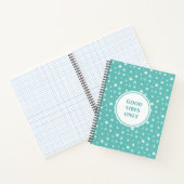 Lichtblauw en witte sterren op Blauwgroen Notitieboek (Binnen)