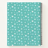 Lichtblauw en witte sterren op Blauwgroen Notitieboek (Achterkant)