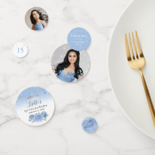 Lichtblauw en Zilver Elegante Foto Confetti