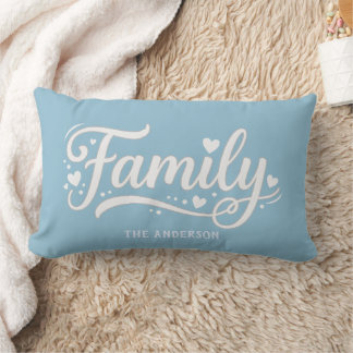 Lichtblauw Familie Hart Script Monogram Kussen