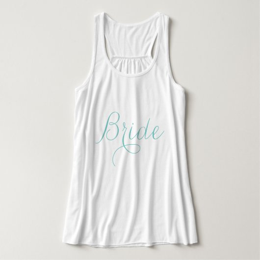 Lichtblauw Fancy Script "Bride" Tanktop (Design voorkant)
