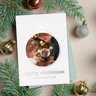 Lichtblauw Festief Foto in Kerst Ornament  Folie Feestdagenkaart