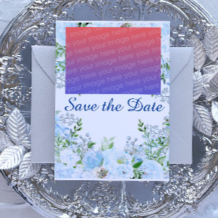 Lichtblauw floreel briefkaart