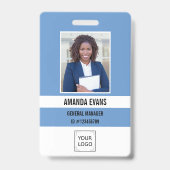Lichtblauw foto personeelslogo of QR CODE-beveilig Badge (Voorzijde)