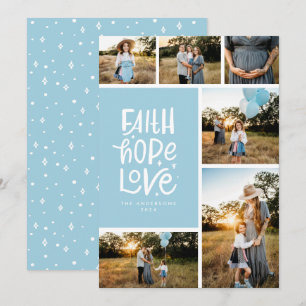 Lichtblauw geloof hoop liefde meerdere Foto Feestdagenkaart