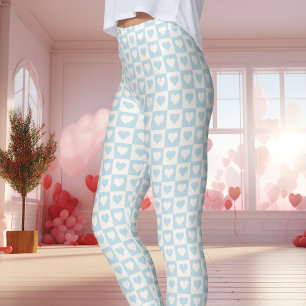 Lichtblauw geruit hart Valentijnsdag Leggings