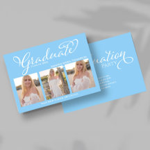 Lichtblauw geschrift foto collage diploma kaart