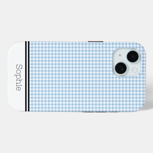 Lichtblauw Gingham Custom Samsung Case-Mate iPhone Case (Achterkant (horizontaal))