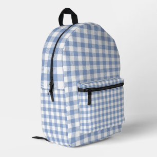 Lichtblauw Gingham Patroon Klassieke Geruite Print Bedrukte Rugzak
