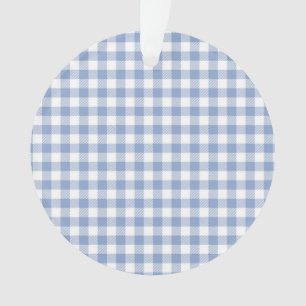 Lichtblauw Gingham Patroon Klassieke Geruite Print Ornament