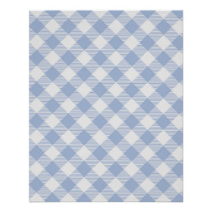 Lichtblauw Gingham Patroon Klassieke Geruite Print Perfect Poster