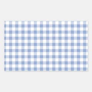 Lichtblauw Gingham Patroon Klassieke Geruite Print Rechthoekige Sticker