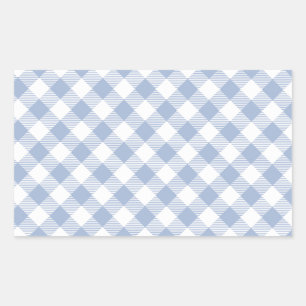 Lichtblauw Gingham Patroon Klassieke Geruite Print Rechthoekige Sticker