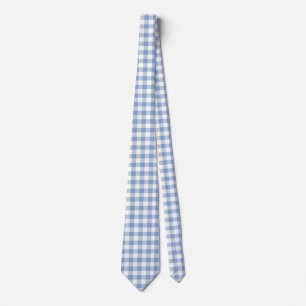 Lichtblauw Gingham Patroon Klassieke Geruite Print Stropdas