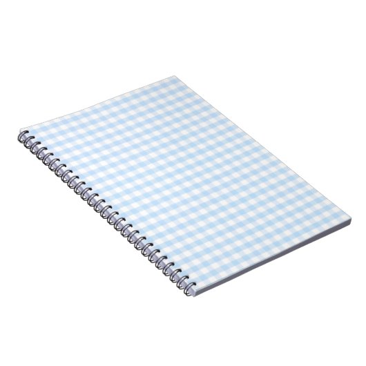Lichtblauw gingham-patroon notitieboek (Rechterzijde)