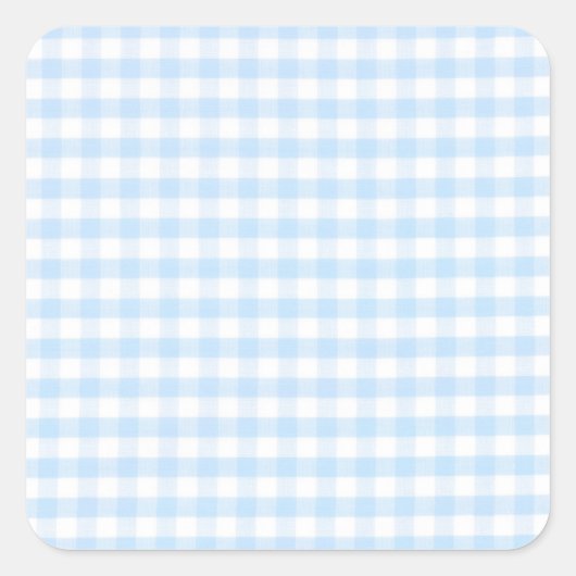 Lichtblauw gingham-patroon vierkante sticker (Voorkant)